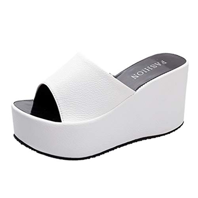 Askwho Ciabatte Donna con Zeppa Estive Eleganti Comode Leggere Sandali Pantofole Scarpe da Casa e Spiaggia e Mare Punta Aperta Sandalo Sandaletti con 