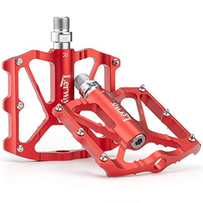 LERWAY Pedali per Bicicletta, MTB Pedali Flat Leggeri Pedali Bici Corsa Antiscivolo Ibridi per Mountain Bike,Bici da Strada per 9/16"con Strumento di 