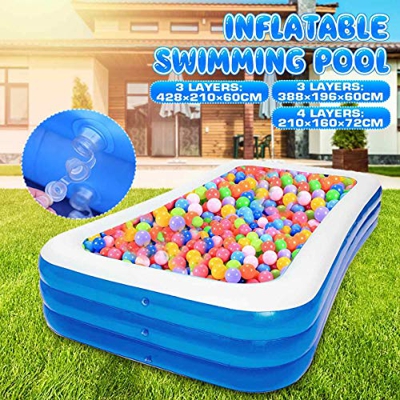 XYBB Piscina 3 Strati Grandi Rettangoli PVC Bambini Bagno Piscina Estate Famiglia Paddling Piscina Gonfiabile Piscina Fitta Piscina Fitta Piscina 388x