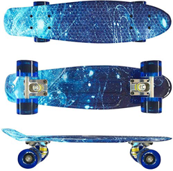 Completo Mini Cruiser Skateboard da 22 Pollici con 4 PU Ruote con Ruota Flash Cuscinetto per Principiante Bambini, Giovani e Adulti, Ragazze e Ragazzi precio