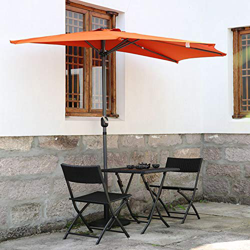 Angel Living® 270cm Mezzo Tondo Ombrellone in Alluminio e Poliestere Resistente alla Ruggine Protezione UV (Arancione) en oferta