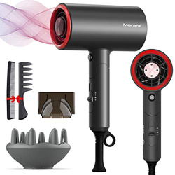 Asciugacapelli Professionale, Manwe Phon Ioni con Manico Pieghevole 1800 W, Asciugatura Veloce 3 Temperature/3 Velocità [1 Concentratore, 1 Diffusore  en oferta