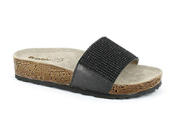 inblu Niki Micro Ciabatta Moda Donna con Fascia Sottopiede Pelle Imbottito Suola Sughero Poliuretano Tacco 4 CM Articolo NM-21 (Nero, 37) características