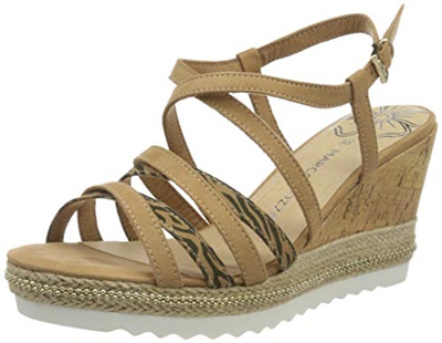 MARCO TOZZI 2-2-28721-24, Sandali con Cinturino alla Caviglia Donna, Beige (Desert Comb 430), 39 EU