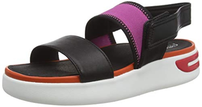 Geox D OTTAYA B, Sandali con Cinturino alla Caviglia Donna, Nero (Black/Orange C0038), 38 EU