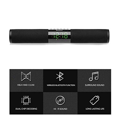 Soundbar per TV con Subwoofer con Orologio a LED E Microfono con Riduzione del Rumore HD Supporto per Bassi Surround Stereo a 360 ° Radio FM U Disk AU