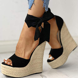 DQS Marca 2020 Piattaforma Sexy Zeppe Tacchi Alti Scarpe Sandali Donna Paglia Summer Party Scarpe alla Caviglia Sandali Donna características