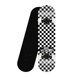HUADUO Skateboard Standard Professionale Completo, Skateboard Double Kick da 31 Pollici in Acero a Scacchi Bianchi e Neri per Adulti, Bambini e Princi características