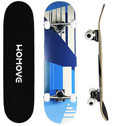 HOMOVE skateboard, tavola completa 31 x 8 pollici skateboard con doppio calcio, cuscinetti a sfera ABEC-7, longboard in legno d'acero a 7 strati per u características