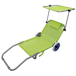 SPIAGGINA SDRAIO PIEGHEVOLE LETTINO CARRELLO METALLO RUOTE SPIAGGIA MARE TETTO PISCINA TETTUCCIO precio