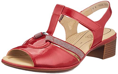 ARA Lugano, Sandali con Chiusura a T Donna, Rosso (Rosso 05), 41 EU