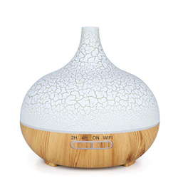 SODIAL Umidificatore d'Aria con Diffusore di Olio Essenziale Smart WiFi Funziona con Alexa Home Spina Europea in Legno Chiaro características