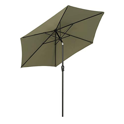 Sekey® Ombrellone in Ombrello Parasole da Esterno da Giardino Ø 270 cm Protezione Solare UV50+ Verde Oliva