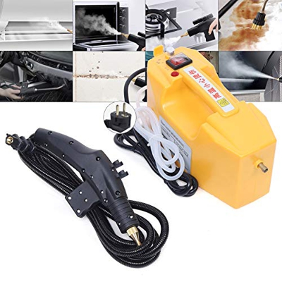 Pulitore a vapore portatile con 7 accessori, macchina elettrica a vapore ad alta pressione, giallo, 220 V, 2600 W, per cucina, pavimento, finestre, ta