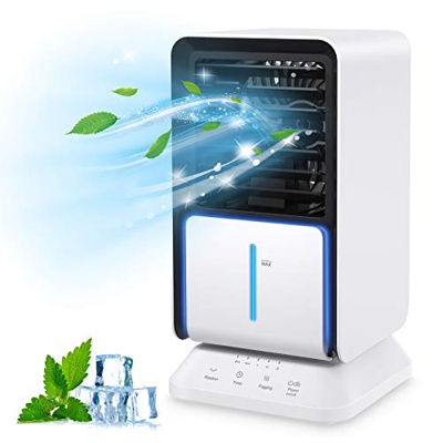 Condizionatori portatili, Climatizzatore Portatile, Air Cooler con 3 Velocità del Vento Regolabili 3 in 1 umidificatore, Direzione del vento ruotata d