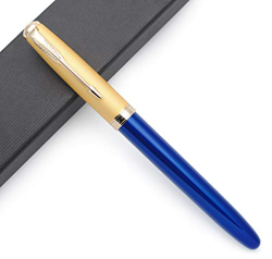 JINHAO 85 - Penna stilografica in metallo Golden Cap Ink Pen (blu, punta extra fine 0,38 mm) características