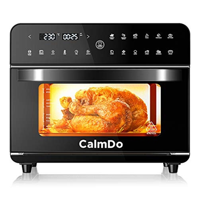 CalmDo Friggitrice ad Aria 25L, Forno ad Aria Calda 12 Programmi con Touch Screen, 1800W Friggitrice Senza Olio Air Fryer Temperatura Protezione Surri