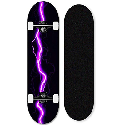 Skateboard professionale Skateboard in acero a 7 strati, skateboard completo per principianti, adatto a ragazzi, ragazze, adolescenti e bambini-A- Pur