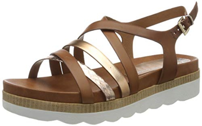 MARCO TOZZI 2-2-28412-24, Sandali con Cinturino alla Caviglia Donna, Marrone (Cognac Ant.Com 372), 38 EU