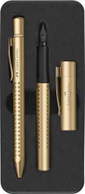 Faber-Castell 201522 - Set di penna stilografica M e penna a sfera, colore: Oro