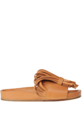 Fringed leather slides características