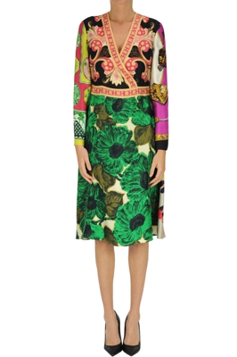 Printed silk midi dress
