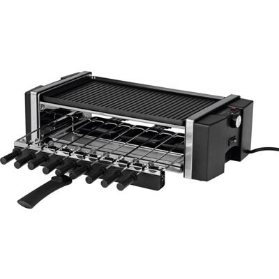 Raclette 6 vaschette, con spiedo, Funzione grill Nero - Maxxmee