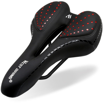 Seggiolino per bicicletta rosso comodo e traspirante