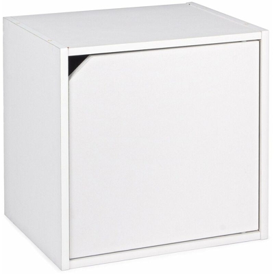Andrea Bizzotto - Cubo mensola 35 cm componibile a libreria arredamento moderno -Cubo con anta / Bianco