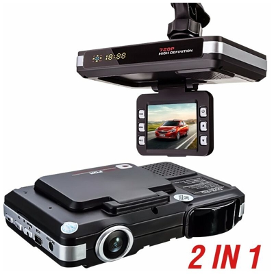 Registratore DVR per auto Full HD 2 in 1 + rilevatore radar inglese e russo