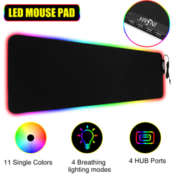 Tappetino per mouse da gioco LED RGB colorato illuminato con 4 porte HUB USB per PC - Insma precio