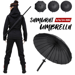24 costole Samurai Katana Sword Umbrella Manico lungo Cinturino antivento anti-UV características