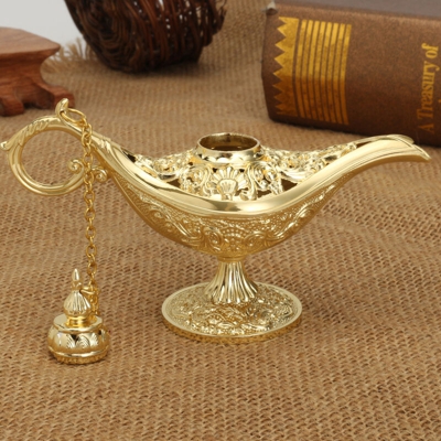 Lampada Aladdin Decorazione in oro Genio magico Vaso luminoso Mini Leggenda Sorprendente