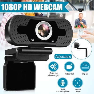Webcam 1080P Full HD Live Streaming Privacy Shutter USB PC Web Camera per video e registrazione