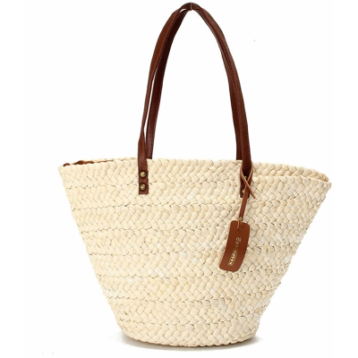 Borsa a tracolla da donna Borsa a tracolla in paglia intrecciata per la spesa da spiaggia