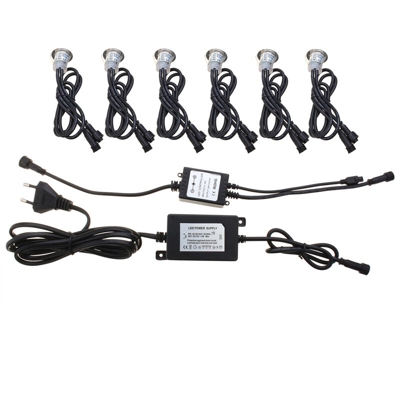 6pcs Mini RGB Led Faretto da incasso per bagno con luce per scale (multicolore, spina europea 6x)