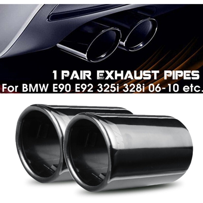 1 paio di punta del tubo di scarico del silenziatore per auto nero in titanio per BMW E90 E92 325i 328i 2006-2010 Accessori auto