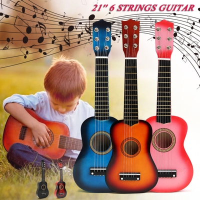21 '' chitarra acustica per bambini principianti 6 corde strumento musicale giocattolo regalo per bambini (blu, 21 pollici)