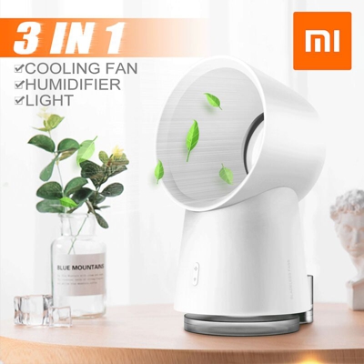 Umidificatore per nebbia da tavolo con mini ventola di raffreddamento senza lama 3IN1 con luce a LED per Xiaomi