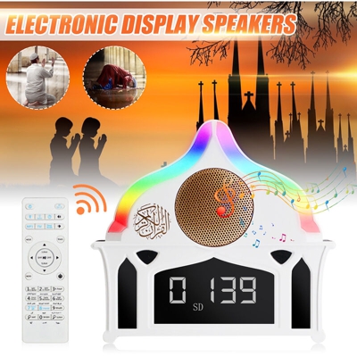 Altoparlante Bluetooth Leggi Musulmano Corano Lampada Orologio LCD Display Islamico Ramadan Altoparlante LED colorato