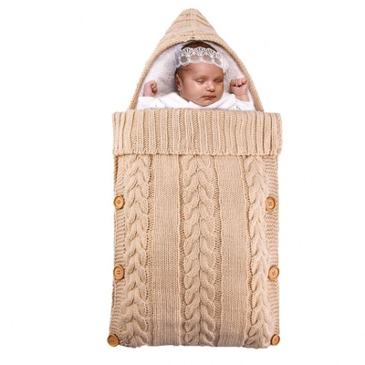 Inverno Autunno Sacco a pelo per bebè Bambini Toddler Sacco a pelo caldo Trapunta a maglia spessa di lana (beige)