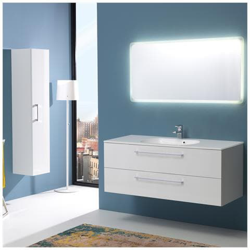 Mobile Bagno 120 cm con Cassetti Boston in Bianco Lucido Specchio Retroilluminato en oferta