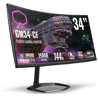 Monitor 34'' LED VA Curvo Gaming GM34-CW 3440x1440 UltraWide Quad HD Tempo di Risposta 1 ms Frequenza di Aggiornamento 144 (Hz)