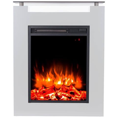 Glow Fire Gaia Caminetto Elettrico Da Appoggio Con Cornice In Legno Da 2000w, Bianco