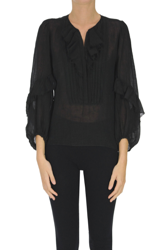 Cotton and linen blouse en oferta