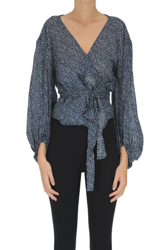 Flower print wraparound blouse características