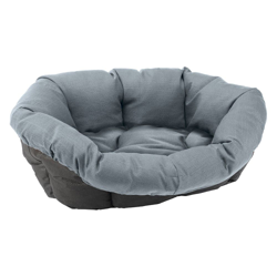 Ferplast Cesta-sofà Siesta Deluxe nera con rivestimento tweed blu - Set Tg. 6: L 73 x P 55 x H 27 cm en oferta