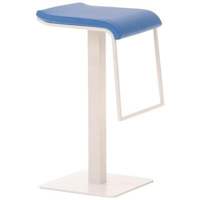 Sgabello Bar LAMENG in Similpelle e Accio Inox Bianco | Sgabello Design con Antigraffio | Sgabello Bancone con Poggiapiedi | H Seduta 78 cm Blu