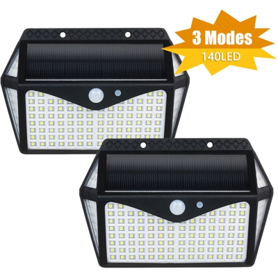 Luce del sensore solare per esterni 140 LED perline lampada 3 modelli IP65 impermeabile 2 confezioni