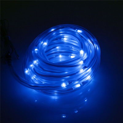 Drillpro - Striscia a LED per tubo a corda solare impermeabile 50LED (blu, 7 m, solare a 50 LED senza telecomando)